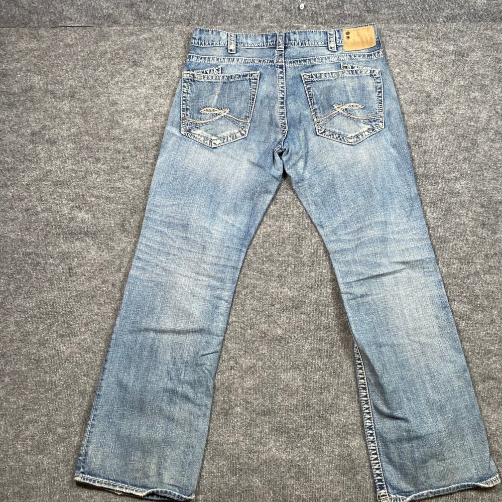 Silver Jeans Co Zac Relaxed Fit Straight Leg Distressed Denim Light Wash 36x34